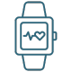 Icon for Human-Centered Technology & Wearables displaying a cartoon watch.