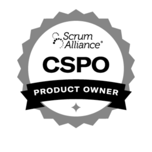Certificate from Scrum Alliance of product owner.